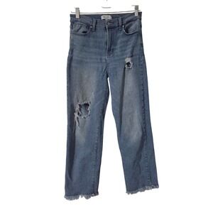 Rachel Rachel Roy Blue Distressed Denim High Waisted Cropped Jeans Size 8 29